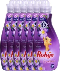 Robijn Creations Wasverzachter VOORDEELVERPAKKING 6X 1,25L. 300 Wasbeurten "Paarse Orchidee & Bosbessen" -Huishoud Verkoop 1027x1200
