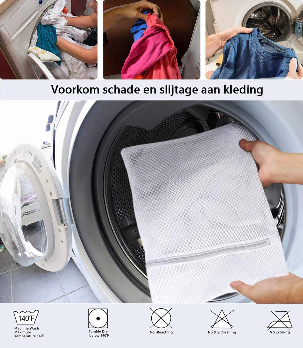 ForDig Wasnet Waszakjes (5 Stuks) Voor Lingerie En Fijne Was - Geschikt Voor Wasmachine - Met Rits - Wit 5 ForDig Wasnet Waszakjes (5 Stuks) Voor Lingerie En Fijne Was - Geschikt Voor Wasmachine - Met Rits - Wit - Afbeelding 3