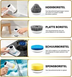 MostEssential Premium Elektrische Schoonmaakborstel 2023 Model – Elektrische Schrobber - Schrobborstel - Poetsmachine – Voor Badkamer Of Keuken - Inclusief 4 Borstelkoppen -Huishoud Verkoop 1117x1200 2