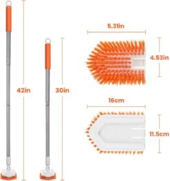 Merkloos Badkamer Reinigingsborstel - Badkamerschrobborstel - Reinigingsborstel - Met Afneembare Telescopische Handgreep En 180° Verstelbare Gezamenlijke Reinigingsborstel - Lange Steel 107 Cm -Huishoud Verkoop 1126x1200