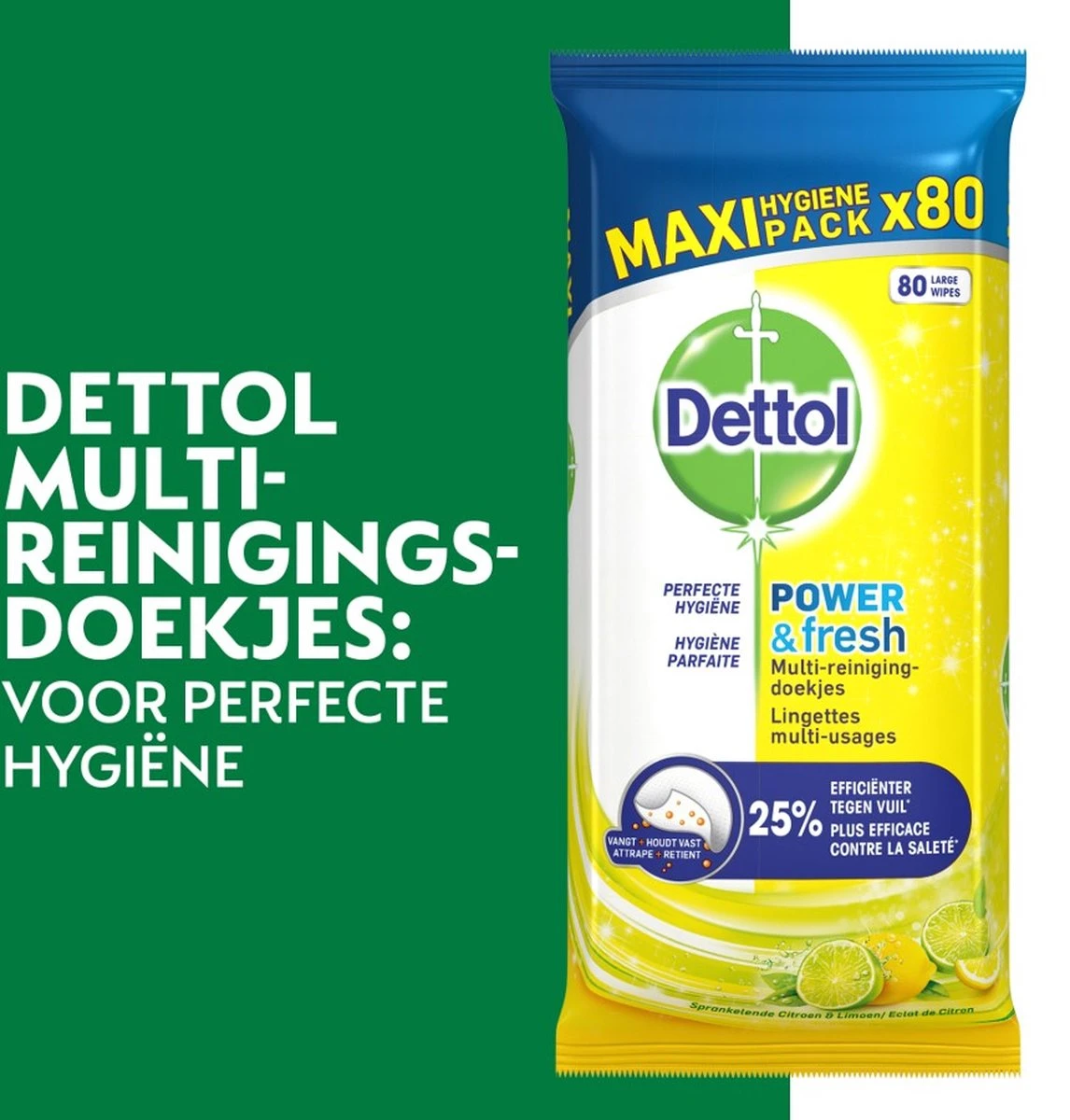 Dettol - 320 Schoonmaakdoekjes Power & Fresh - Citrus 2x80 - Oceanfris 2x80 5 Dettol - 320 Schoonmaakdoekjes Power & Fresh - Citrus 2x80 - Oceanfris 2x80 - Afbeelding 3