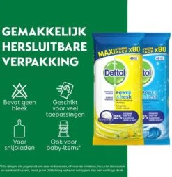 Dettol - 320 Schoonmaakdoekjes Power & Fresh - Citrus 2x80 - Oceanfris 2x80 21 Dettol - 320 Schoonmaakdoekjes Power & Fresh - Citrus 2x80 - Oceanfris 2x80 -Huishoud Verkoop 1161x1200 2