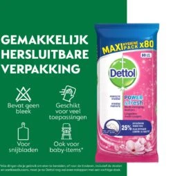 Dettol - Schoonmaakdoekjes - Power & Fresh - Kersenbloesem - 4 X 80 Stuks - Voordeelverpakking -Huishoud Verkoop 1165x1200 2