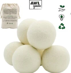 Jean's Goods Drogerballen - Droogballen - Wasdrogerballen - Wasdroger Ballen - Wasbol - Wasbollen - Wasballen - Energiebesparende Producten - Energiebesparend - Duurzaam Cadeau - RWS Wol - Zero Waste - Wasverzachter - Beige - 6 Stuks -Huishoud Verkoop 1167x1200