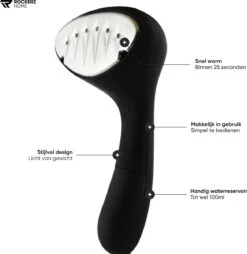 Kledingstomer - Handstomer - Stoomreiniger - Stomer - Luxe Uitvoering - Krachtig En Stijlvol - Inclusief Maatbeker - Snel Opgewarmd (25 Sec) - Geschenkverpakking- 1500W - Merk: Rockerz Home - Kleur: Zwart -Huishoud Verkoop 1169x1200 3