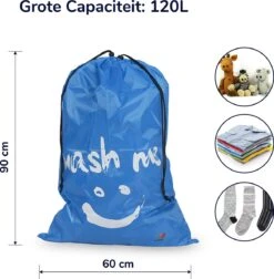 Wonair - Waszakken Voor Wasgoed - 60x90cm - Hemelsblauw - Met Trekkoord -Huishoud Verkoop 1178x1200