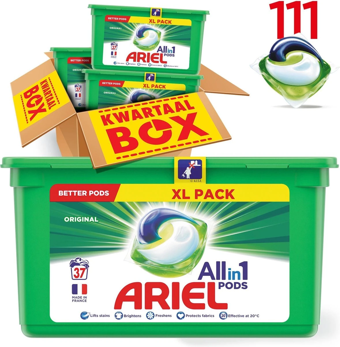 Ariel All In 1 Pods Regular Wasmiddel - Voordeelverpakking 3 X 37 Wasbeurten - Wasmiddel Pods 13 Ariel All In 1 Pods Regular Wasmiddel - Voordeelverpakking 3 X 37 Wasbeurten - Wasmiddel Pods - Afbeelding 11