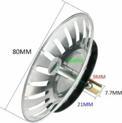 Afvoerzeef Roestvrijstaal - Gootsteen Zeef - Gootsteen Stopper - RVS - 80mm -Huishoud Verkoop 1184x1200