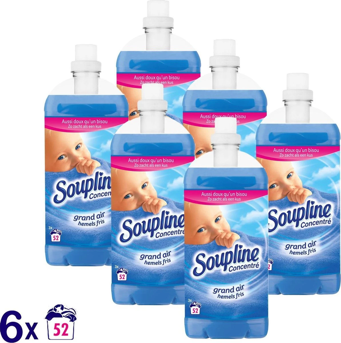 Soupline Hemels Fris Geconcentreerde Wasverzachter 6 X 52 Wasbeurten - Voordeelverpakking 3 Soupline Hemels Fris Geconcentreerde Wasverzachter 6 X 52 Wasbeurten - Voordeelverpakking