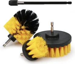 Merkloos 4-delige Borstelset Voor Boormachine - Inclusief Verlengstuk - Opzetborstels - Schrobborstel - Schuurborstel - Schoonmaakborstel - Tapijtreiniger - Brush - Geel - Gratis Verzending -Huishoud Verkoop 1200x1016