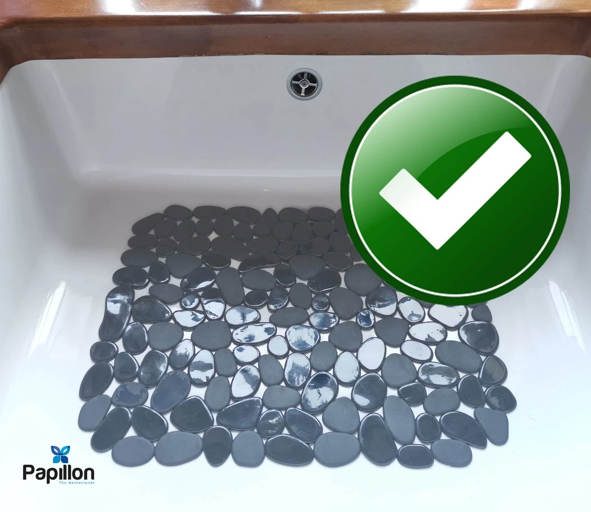 Merkloos Gootsteenmat - 40x30 Cm - Papillon Kiezels Grijs 4 Merkloos Gootsteenmat - 40x30 Cm - Papillon Kiezels Grijs - Afbeelding 2