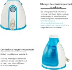 Thuys Handstomer - Stoomapparaat Kleding - Warmt Snel Op - Kledingstomer Voor Kleding, Gordijnen En Vloeren - 2 Gratis Opzetstukken - Blauw - 280 Ml - 1500W -Huishoud Verkoop 1200x1155 5