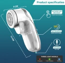 Infangel – Elektrische Pluizenverwijderaar – Draadloze Pluizendief – Incl. 2 Extra Opzetstukken - Grijs -Huishoud Verkoop 1200x1168 3