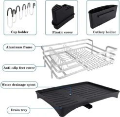 Doogo® Afdruiprek Met Bestekkorf En Lekbak Voor Keukenborden En Bestek Afdruiprek Met Draaibare Uitloop -Huishoud Verkoop 1200x1169 2