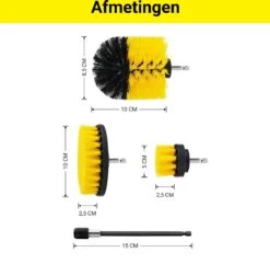 Merkloos 4-delige Borstelset Voor Boormachine - Inclusief Verlengstuk - Opzetborstels - Schrobborstel - Schuurborstel - Schoonmaakborstel - Tapijtreiniger - Brush - Geel - Gratis Verzending -Huishoud Verkoop 1200x1170 2