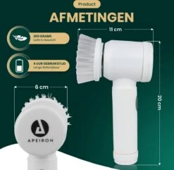 Apeiron Elektrische Schoonmaakborstel - Poetsmachine - Poliermachine - Schrobborstel - Handborstel - Werkborstel - Schrobber - Boorborstel - Wasborstel - Schoonmaakmiddelen - Reinigingsborstel - 3 Opzetstukken -Huishoud Verkoop 1200x1170 3