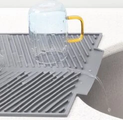 Navaris Siliconen Droogmat Met Afvoer - Aanrecht Droogmat Voor Afwas, Borden, Bestek, Glazen - Grijs -Huishoud Verkoop 1200x1171 3