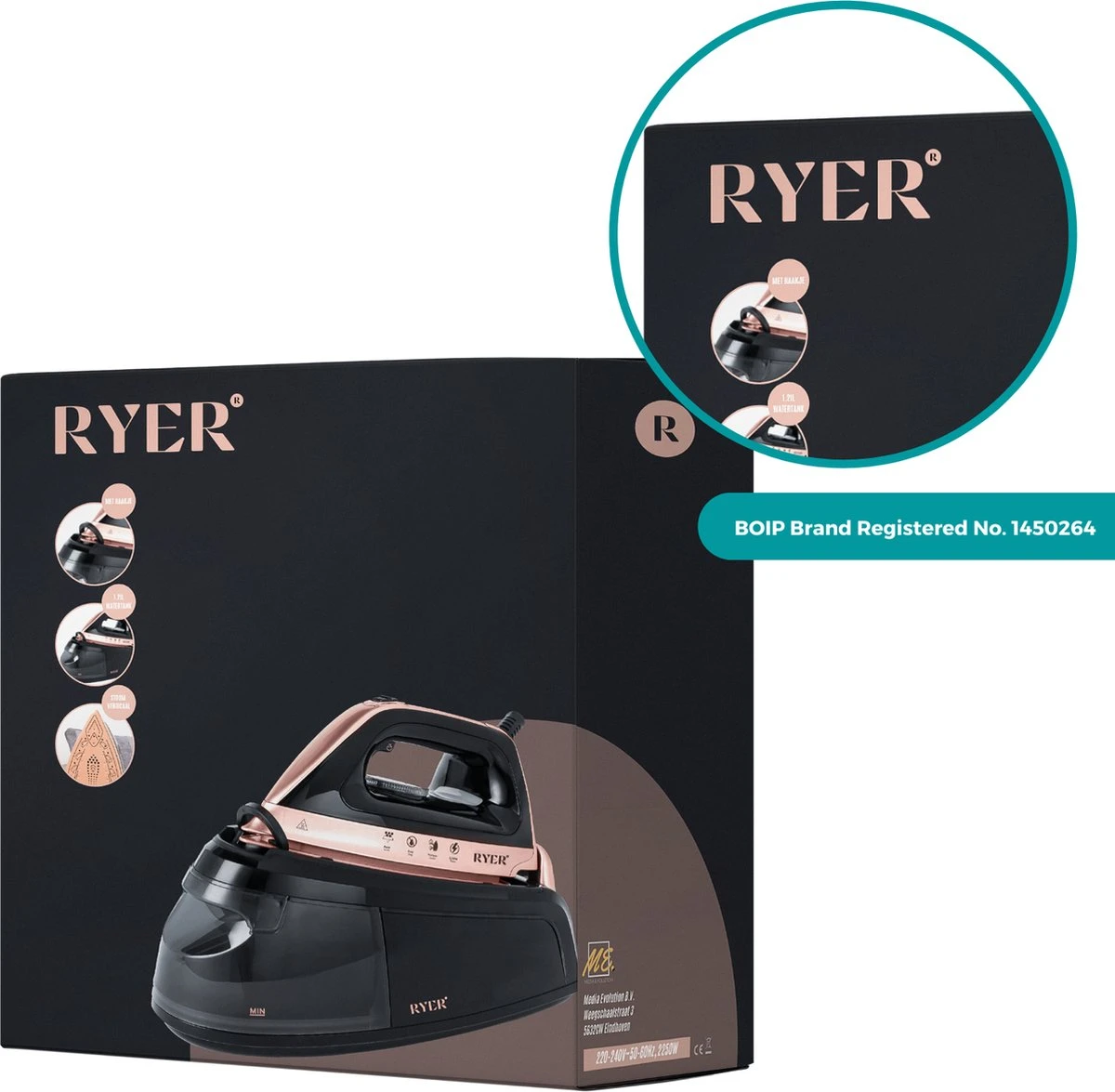 RYER Stoomstrijkijzer Met Stoomgenerator - Iron - Keramische Zoolplaat 13 RYER Stoomstrijkijzer Met Stoomgenerator - Iron - Keramische Zoolplaat - Afbeelding 11