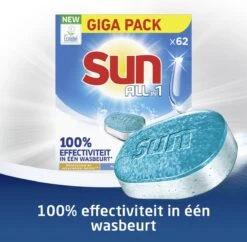 SUN® Sun All-in 1 Normaal Vaatwastabletten - 62 Tabletten - Voordeelverpakking -Huishoud Verkoop 1200x1176 1