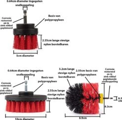 Kibani 3 Delige Borstelset Voor Boormachine - Rood - Voor Beton, Baksteen En Andere Ruwe Oppervlakken - Schrobborstel – Boorborstel – Schuurborstel - Borstel Boormachine – Schoonmaakborstel – Reinigingsborstel – Tapijtreiniger - Borstelset -Huishoud Verkoop 1200x1186 2