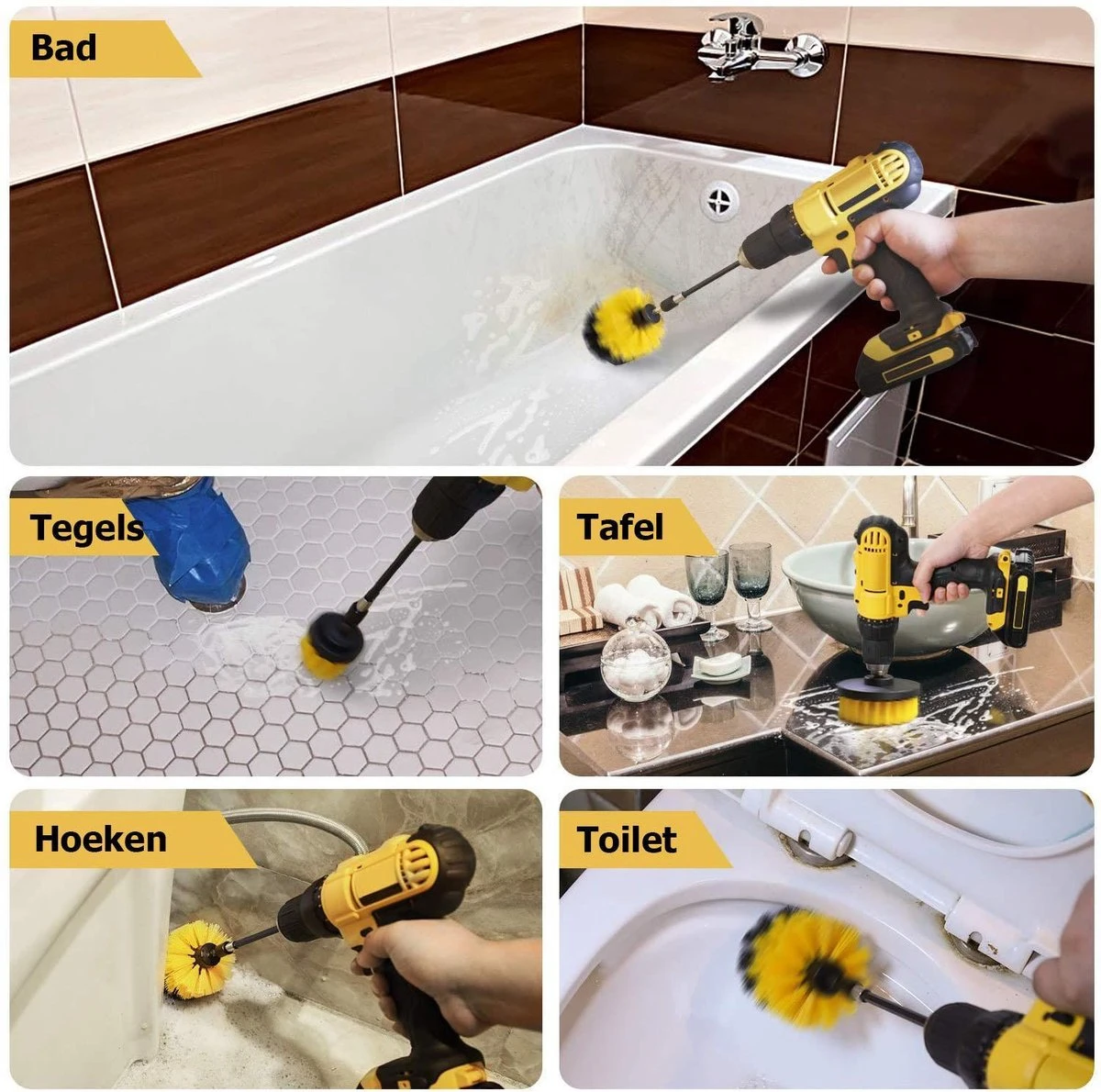 ESSIBLE Schrobborstel - Polypropyleen - Borstel Boormachine - Schrobborstel - Schuurborstel - Automatische Reiniging - 3 Delige Borstelset Voor Boormachine 6 ESSIBLE Schrobborstel - Polypropyleen - Borstel Boormachine - Schrobborstel - Schuurborstel - Automatische Reiniging - 3 Delige Borstelset Voor Boormachine - Afbeelding 4