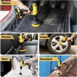 Merkloos 4-delige Borstelset Voor Boormachine - Inclusief Verlengstuk - Opzetborstels - Schrobborstel - Schuurborstel - Schoonmaakborstel - Tapijtreiniger - Brush - Geel - Gratis Verzending -Huishoud Verkoop 1200x1195 4