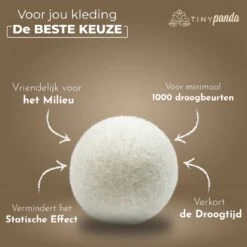 Merkloos Droger Ballen XL 8 Stuks – Zero Waste Dryer Balls - Duurzaam – Wasverzachter – Herbruikbare Drogerballen – Droogt De Was Sneller – Tiny Panda -Huishoud Verkoop 1200x1199 15