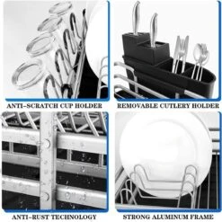Doogo® Afdruiprek Met Bestekkorf En Lekbak Voor Keukenborden En Bestek Afdruiprek Met Draaibare Uitloop -Huishoud Verkoop 1200x1199 18