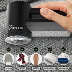 Vonia Pluizenverwijderaar - Pluizentondeuse - Elektrische Ontpluizer - Ontpiller - Draadloos - 2 Extra Opzetstukken- Zwart -Huishoud Verkoop 1200x1200 1095