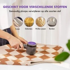 DynaBright Elektrische Pluizenverwijderaar - Draadloos - 2 Extra Opzetstukken - Pluizentondeuse - Grijs -Huishoud Verkoop 1200x1200 1100