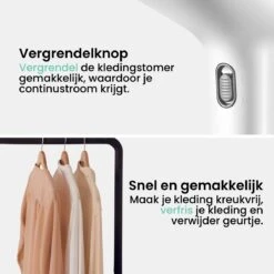 Vonia Kledingstomer - Handstomer - Stoomreiniger Kleding - Stoomapparaat Kleding – 350ML - Wit -Huishoud Verkoop 1200x1200 1164