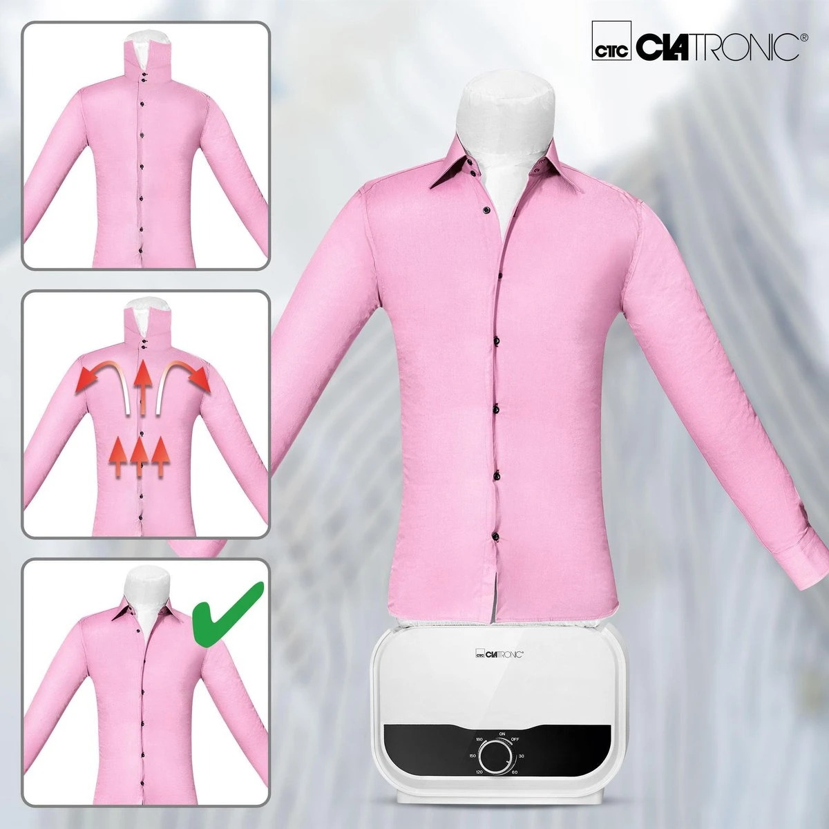 Clatronic HBB 3734 -Hemden-/blouse- En Broekstrijksysteem - Drogen En Strijken In één Stap 4 Clatronic HBB 3734 -Hemden-/blouse- En Broekstrijksysteem - Drogen En Strijken In één Stap - Afbeelding 2