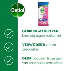 Dettol - Schoonmaakdoekjes - Power & Fresh - Kersenbloesem - 4 X 80 Stuks - Voordeelverpakking -Huishoud Verkoop 1200x1200 1367