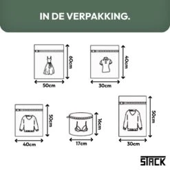 STACK Waszakken | Set Van 5 Waszakjes Met Rits - Waszak - Wasnet - Kledingzakjes - BH Was Zakjes - Laundry Bag Set Voor Ondergoed - Kleding - Delicaat Wasgoed - Wasmachine Zakjes - Wasgoed -Huishoud Verkoop 1200x1200 338