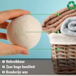 Merkloos Drogerballen Wol XL 6 Stuks - Duurzaam - Wasverzachter - Drogerbollen - Wasdrogerballen - Wasbollen -Huishoud Verkoop 1200x1200 361