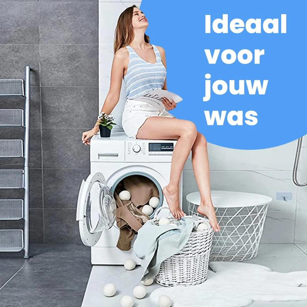 DRYQUICK Drogerballen- Wasbollen- Duurzaam Schapenwol - Herbruikbaar- 6 XL Wasballen Wit 9 DRYQUICK Drogerballen- Wasbollen- Duurzaam Schapenwol - Herbruikbaar- 6 XL Wasballen Wit - Afbeelding 7