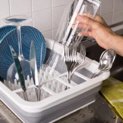 Amazy Afdruiprek Opvouwbaar & Bpa-vrij - Afdruiprek Voor Het Drogen Van Bestek, Borden, Glazen & Flessen - Afdruipmat In Grijs-wit Van Kunststof & Silicone Voor Gootsteen, Spoelbakken, Keuken -Huishoud Verkoop 1200x1200 466