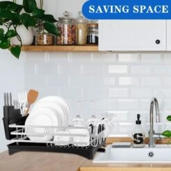 Doogo® Afdruiprek Met Bestekkorf En Lekbak Voor Keukenborden En Bestek Afdruiprek Met Draaibare Uitloop -Huishoud Verkoop 1200x1200 473