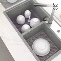 BODO Gootsteenmat Siliconen Donker Grijs - 30.5 X 30.5 Cm - Keuken Accessoires - Gootsteen Beschermer - Onderzetters Siliconen - Anti Kras - Gootsteen Accessoires -Huishoud Verkoop 1200x1200 603