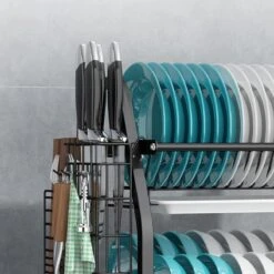 Merkloos Afdruiprek - Afdruiprek Met Lekbak - Afwas - Metaal - Zwart - RVS Afwasrek -Huishoud Verkoop 1200x1200 610