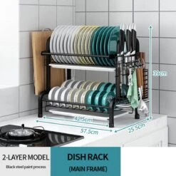 Merkloos Afdruiprek - Afdruiprek Met Lekbak - Afwas - Metaal - Zwart - RVS Afwasrek -Huishoud Verkoop 1200x1200 611