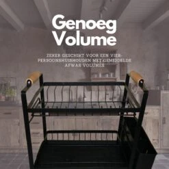 Afdruiprek - Zwart/ Met Flexibele Water Afvoer/ Borden, Pannen Bestek/ RVS/ Lichtgewicht/ Lekbak/ Luxe Uitvoering -Huishoud Verkoop 1200x1200 631