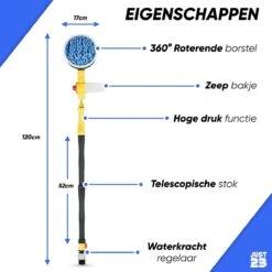 JUST23 Telescopische Autowasborstel – Schrobber Met Steel – Velgenborstel - Autowasset Met Zeep - Roterende Schoonmaakborstel - Multifunctionele Wasborstel -Huishoud Verkoop 1200x1200 729