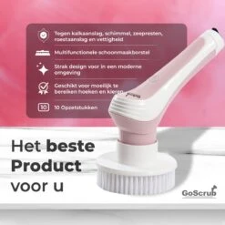 GoScrub® Elektrische Schoonmaakborstel – Elektrische Schrobber - Schrobborstel – Voor Badkamer Of Keuken – Schrobber Met Steel – Luiwagen – Polijstmachine - Roze -Huishoud Verkoop 1200x1200 738
