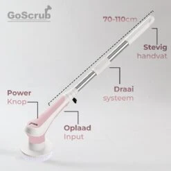 GoScrub® Elektrische Schoonmaakborstel – Elektrische Schrobber - Schrobborstel – Voor Badkamer Of Keuken – Schrobber Met Steel – Luiwagen – Polijstmachine - Roze -Huishoud Verkoop 1200x1200 741