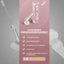 GoScrub® Elektrische Schoonmaakborstel – Elektrische Schrobber - Schrobborstel – Voor Badkamer Of Keuken – Schrobber Met Steel – Luiwagen – Polijstmachine - Roze -Huishoud Verkoop 1200x1200 743