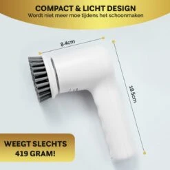 MostEssential Premium Elektrische Schoonmaakborstel 2023 Model – Elektrische Schrobber - Schrobborstel - Poetsmachine – Voor Badkamer Of Keuken - Inclusief 4 Borstelkoppen -Huishoud Verkoop 1200x1200 771