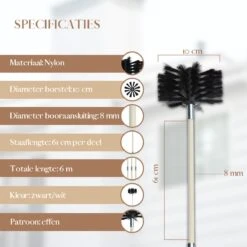 Waay Lifestyle Schoorsteenveegset - Schoorsteenborstel 6 Meter - Schoorsteenreiniger - Schrobborstels - Schoorsteenveger - Flexibele Steel - Geschikt Voor Boormachine - Wit -Huishoud Verkoop 1200x1200 826