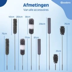 Woodoro Ragebol Uitschuifbaar Complete 9-Delige Set - Verstelbare Telescoopsteel - Plumeau - RVS - Zwart & Grijs -Huishoud Verkoop 1200x1200 870