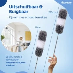 Woodoro Ragebol Uitschuifbaar Complete 9-Delige Set - Verstelbare Telescoopsteel - Plumeau - RVS - Zwart & Grijs -Huishoud Verkoop 1200x1200 874